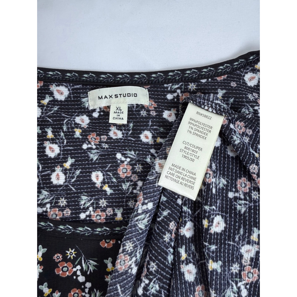 Women's Max Studio XL Black Floral Tiered Maxi Dress - Picture 8 of 11